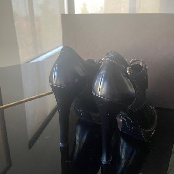 GENTLY WORN Gucci Black Mohair and Leather Booties - Size 36/6 - Picture 3 of 3